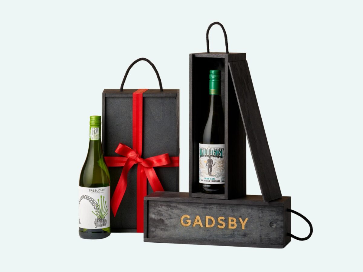 A range of black bottle boxes that holds one or two bottles of wine